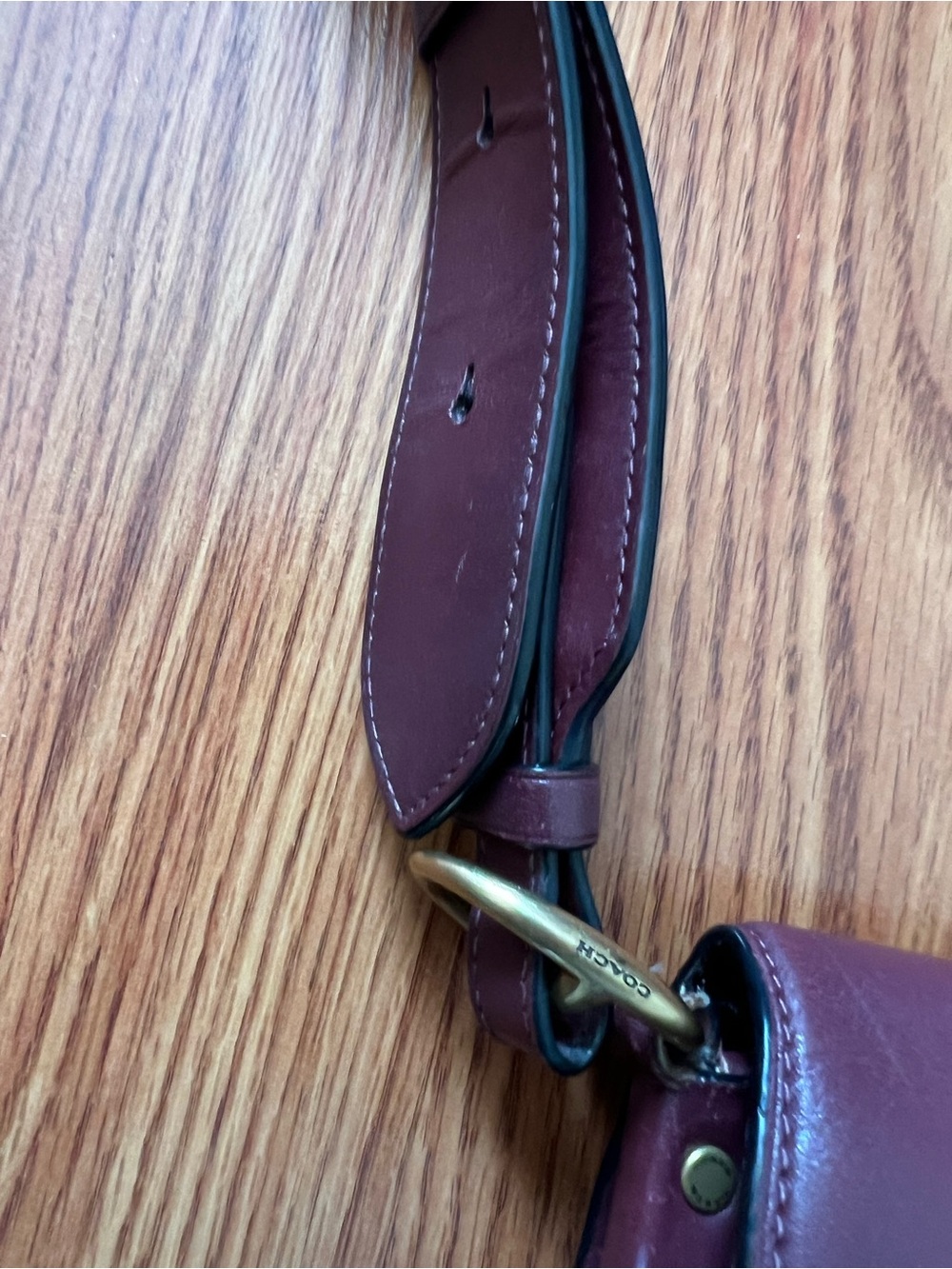 Coach Burgundy Leather Crossbody with Brass Ring Detail - Picture 5 of 16